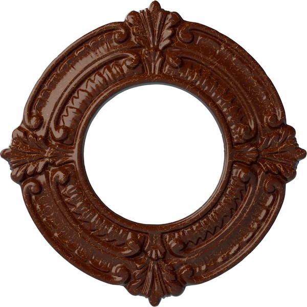 Ekena Millwork Benson Medallion (Canopies up to 4 1/8"), 9"OD x 4 1/8"ID x 5/8"P, Burnished Mahogany Crackle CM09BNBMC - main